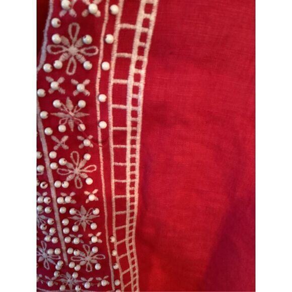 JM Collection 100% Flax Linen Embroidered Top Sz 10 Pink - Picture 4 of 9